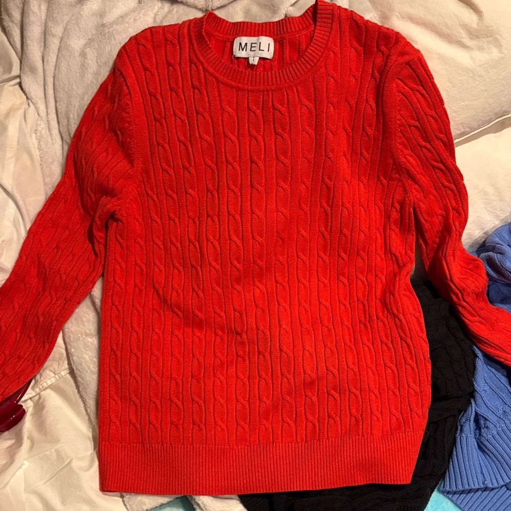 ME Makeover Essentials Vibrant Red Cable Knit Sweater